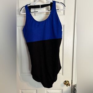 Elegant Blue and Black One-Piece Swimsuit